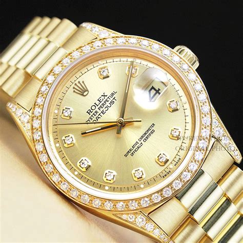 mens gold rolex watch for sale|solid gold rolex with diamonds.